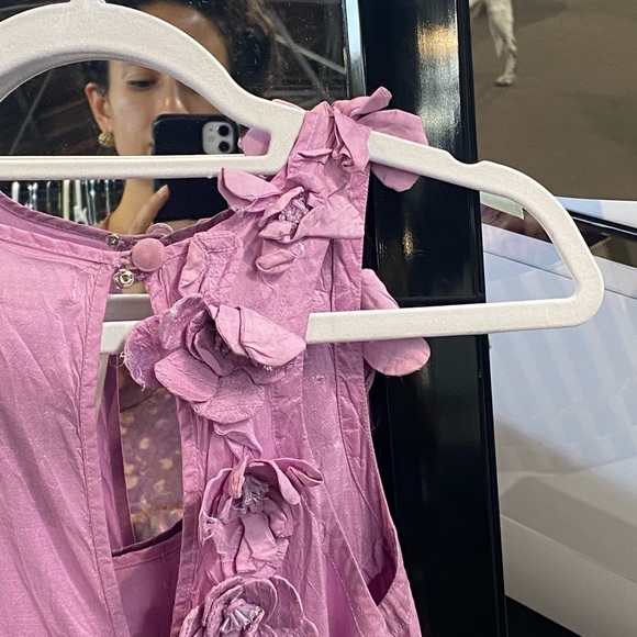 Calypso St. Barth Calypso Dress in raw silk with appliqué flowers - Picture 7 of 8